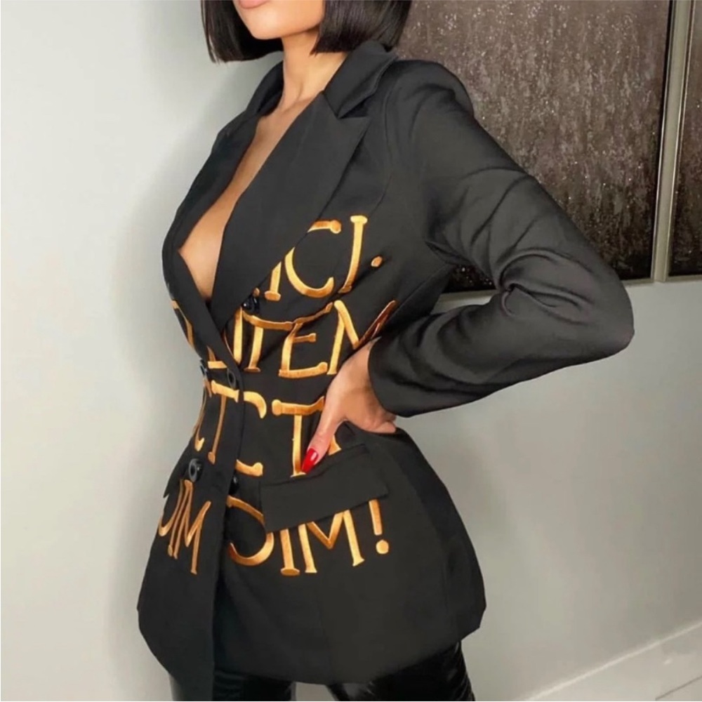 NWT Brand New Embroidered Blazer black L